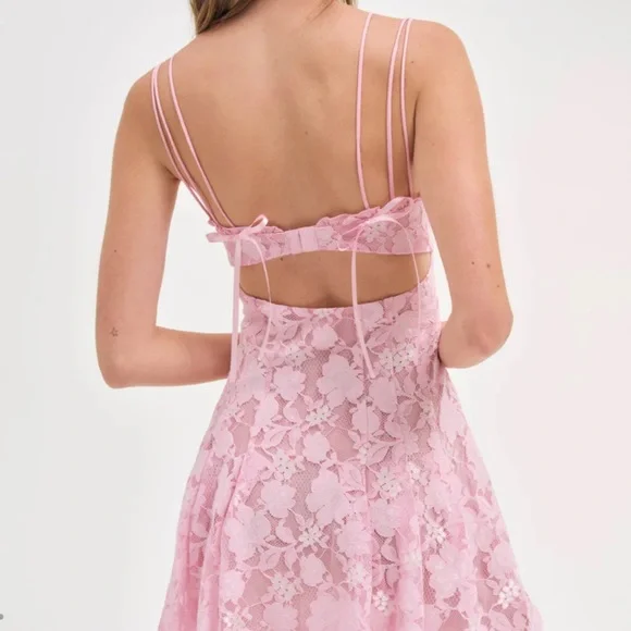 NWT For Love and Lemons Kate dress pink - small - Picture 3 of 10